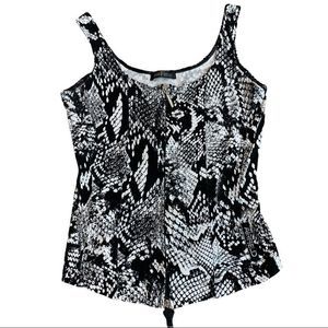 AIRFIELD Black white snakeskin print stretchy spandex bustier tank top Sz S